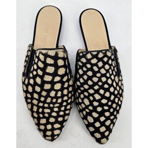 New Jenni Kayne Giraffe Spotted Calf Hair Mules Womens 35/5 Slip Ons Pointed Toe